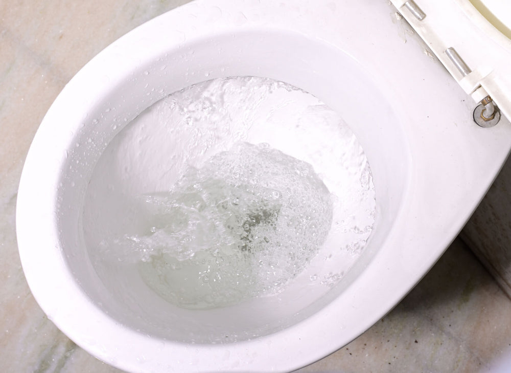 Toilet bowl flushing with Krazy Klean Pro in-tank cleaning system
